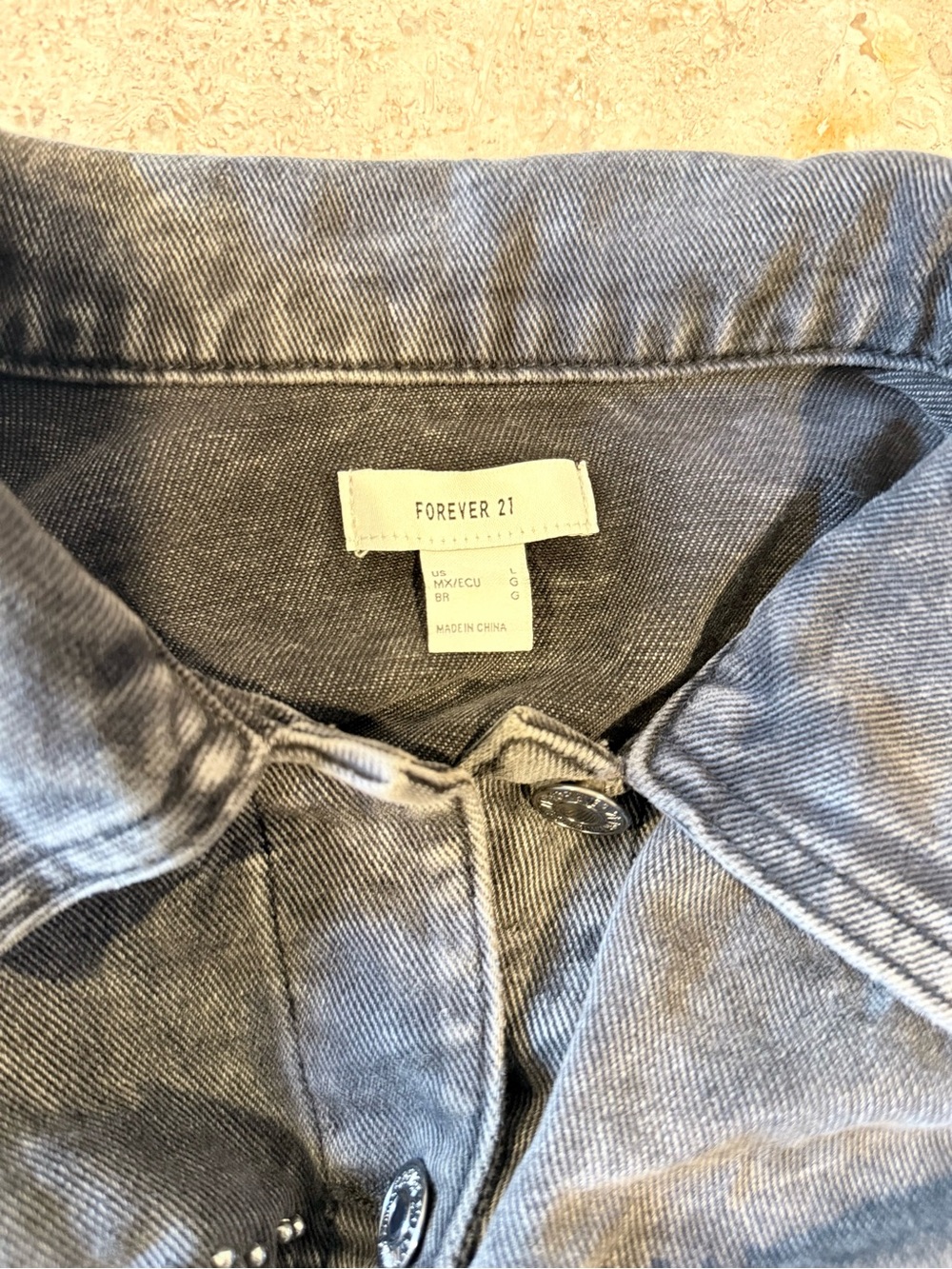 FOREVER 21 Black Washed Denim Jacket with Silver Studs - Picture 5 of 5